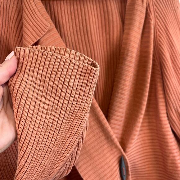Sigrid Olsen Sport Ribbed Silk Blend Cardigan Rust Orange Waterfall Sweater 2X - Picture 9 of 15